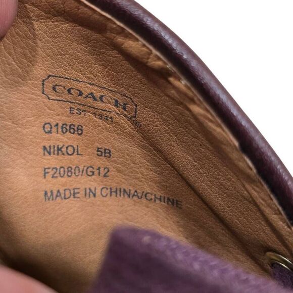 Coach Nikol Bootie Women's 5B Burgundy Leather Lace Up Block Heel Boots Q1666 - Picture 6 of 8